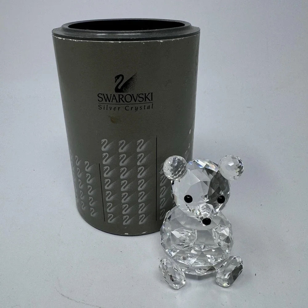 Swarovski Crystal Bear Figurine Clear Silver Crystal Retired With Box - Picture 2 of 12